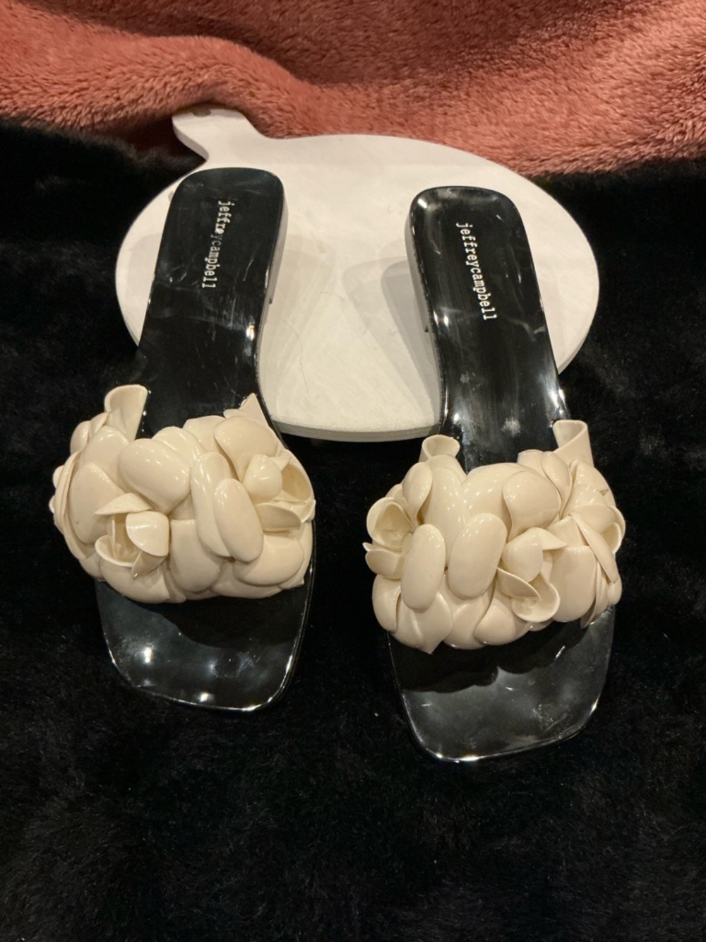 Jeffrey Campbell Floralee Cream Floral-Cluster Slide Mules Size 10